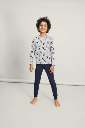 pyjama met all over print grijs/donkerblauw