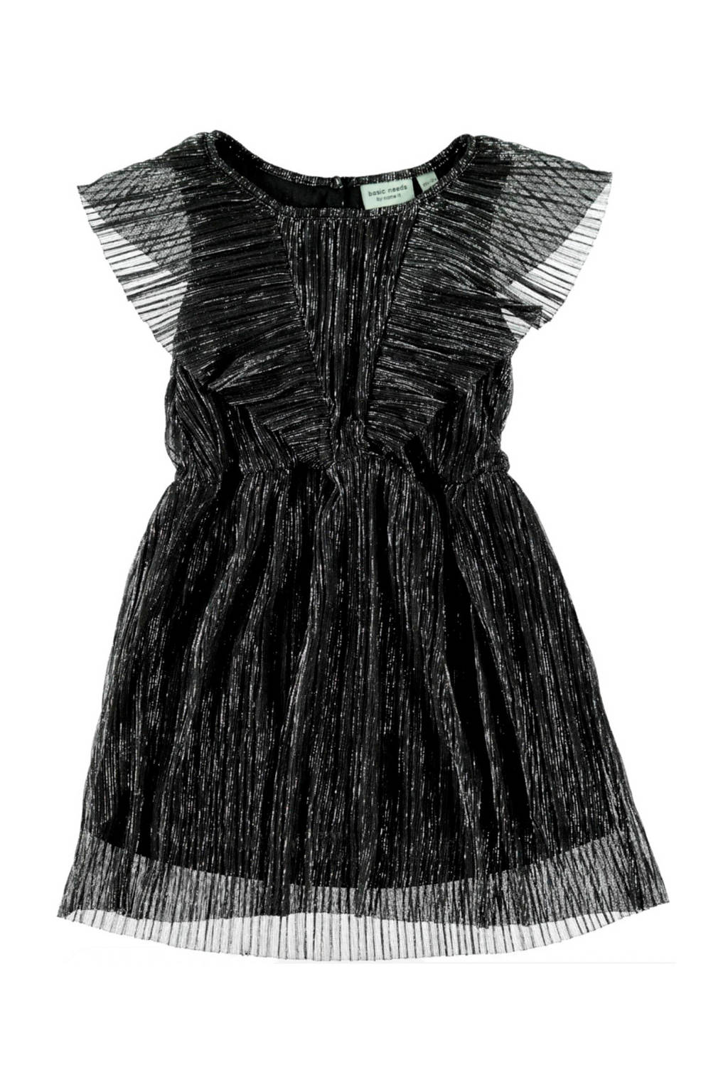 NAME IT MINI semi-transparante jurk met glitters zwart, Zwart
