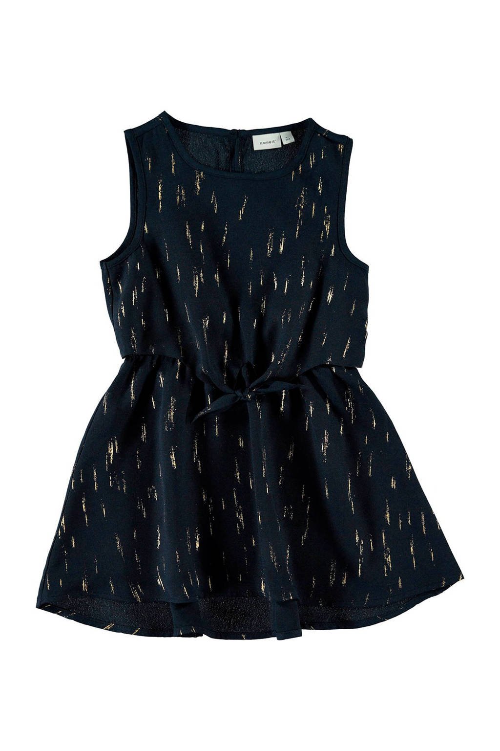 NAME IT MINI jurk met all over print donkerblauw/goud, Donkerblauw/goud
