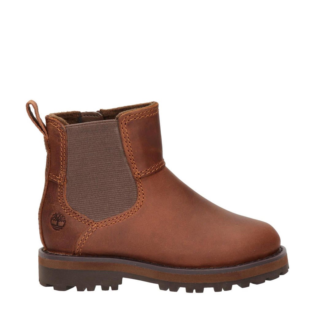 Cognackleurige jongens en meisjes Timberland Courma Kid nubuck enkelboots met ritssluiting