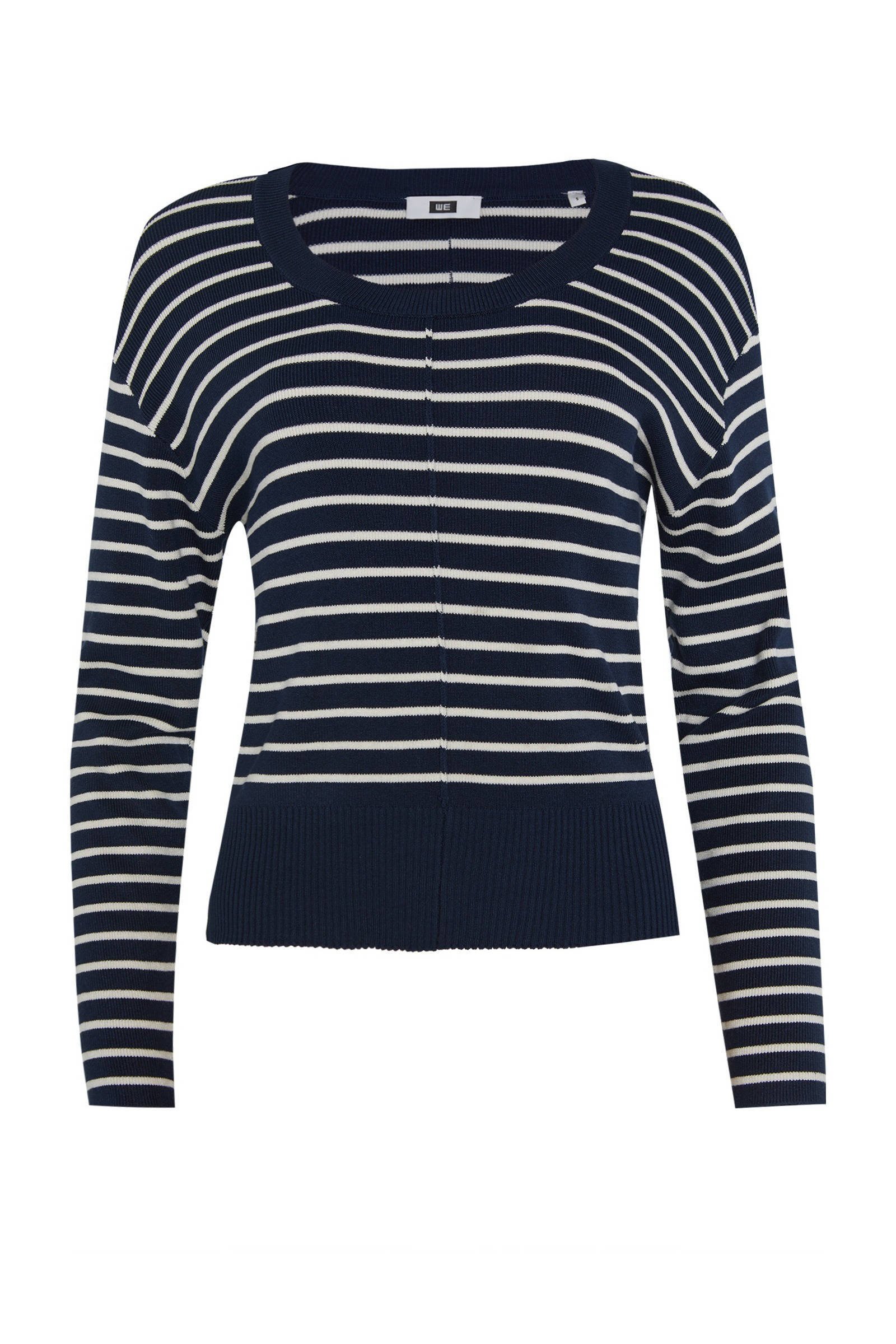 WE Fashion gestreepte gebreide trui blauwwit | wehkamp Blauwe Sweater Hemd donker blauwe dames truien met gestreept
