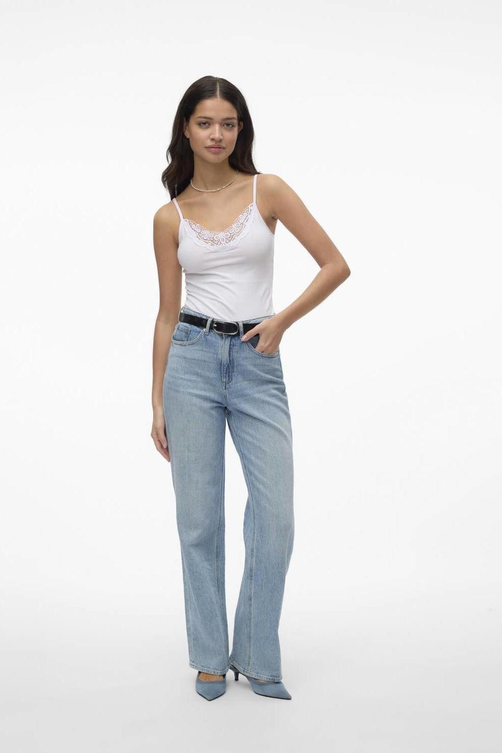 VERO MODA top met kant VMINGE wit