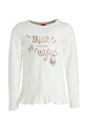 longsleeve met printopdruk en pailletten ecru