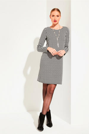 jurk met pied-de-poule zwart/wit