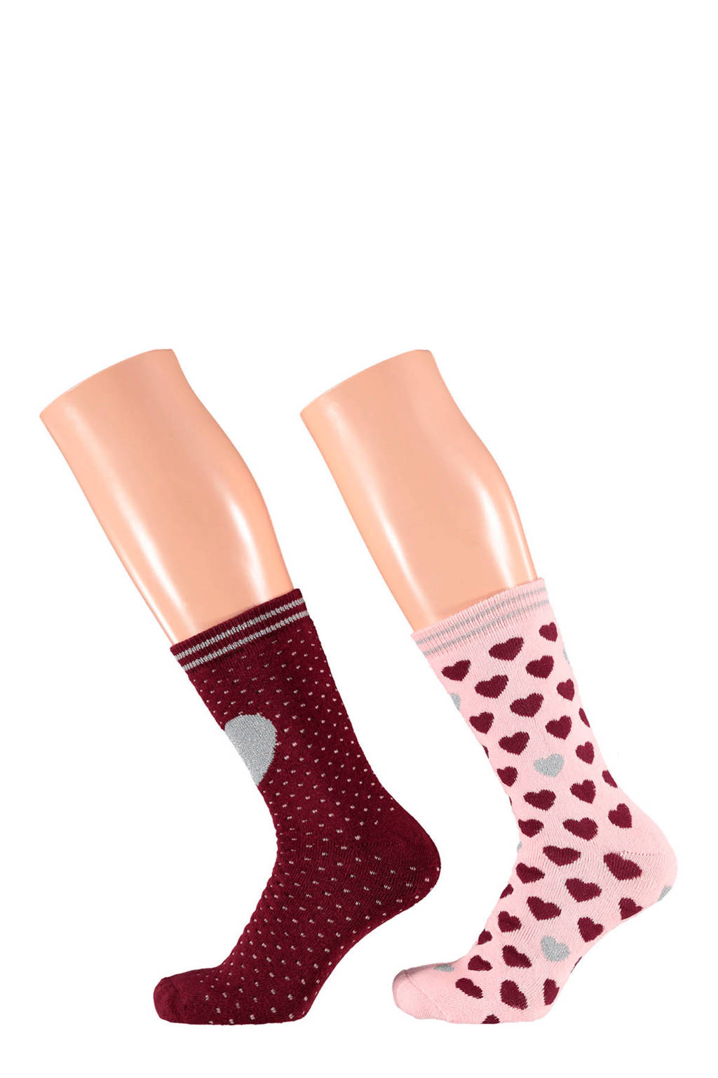 Apollo fluffy sokken set van 2 paar rood, Donkerrood