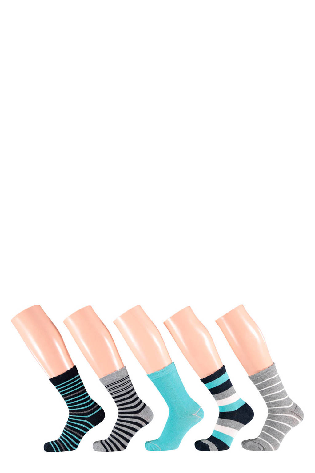 Apollo sokken set van 5 paar blauw, Blauw