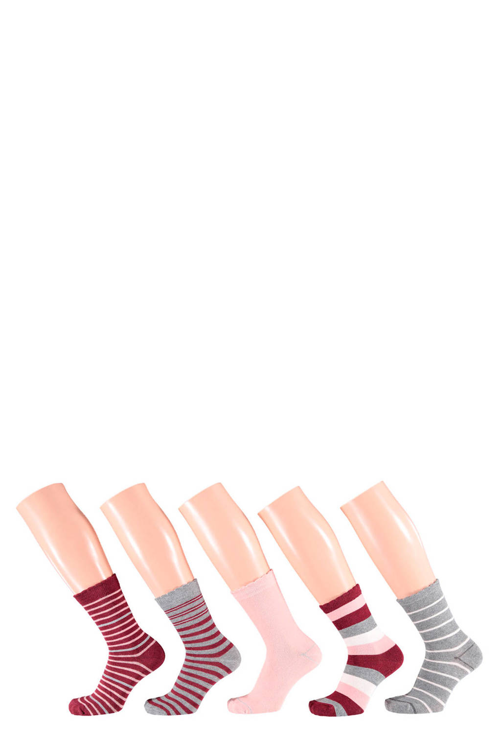 Apollo sokken set van 5 paar rood, Rood
