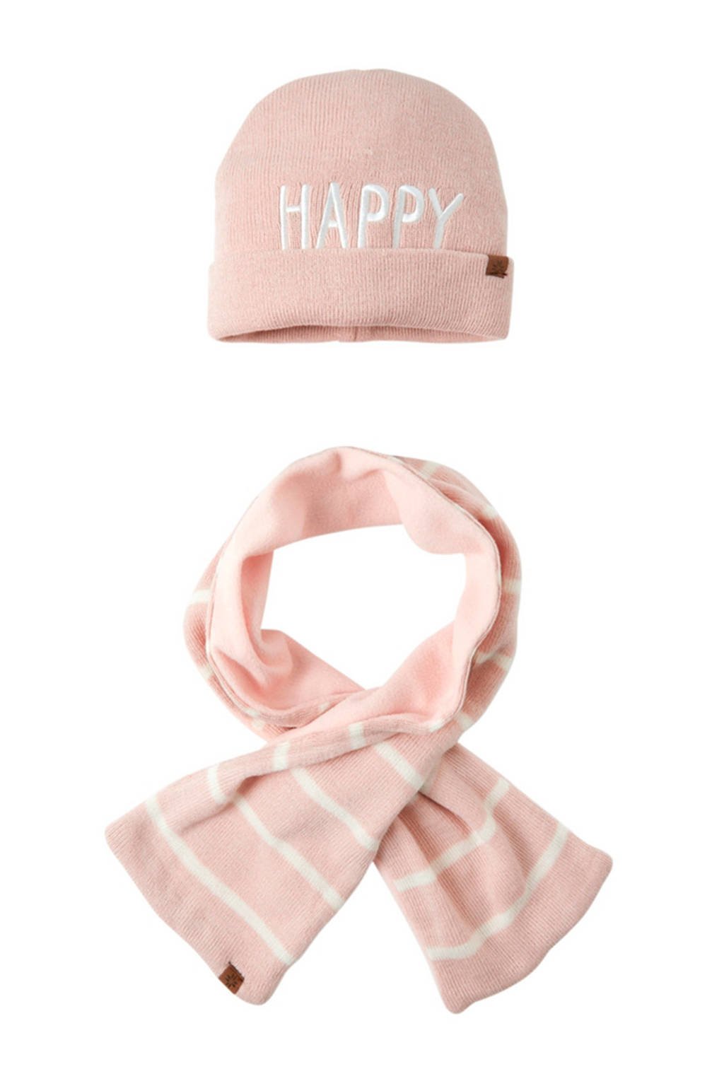 Sarlini baby muts en sjaal roze, Roze