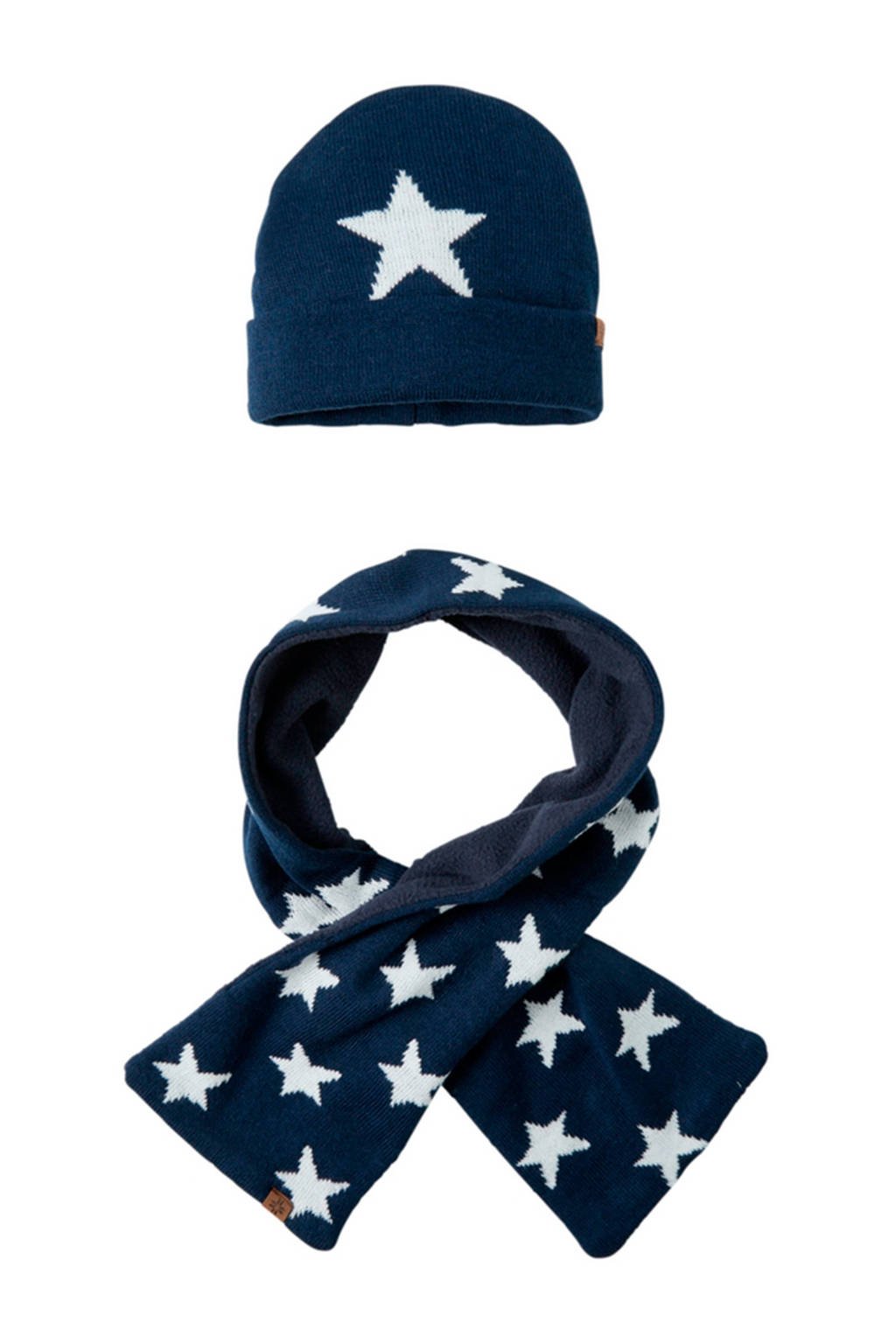 Sarlini baby muts en sjaal blauw, Blauw
