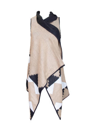 poncho beige/zwart