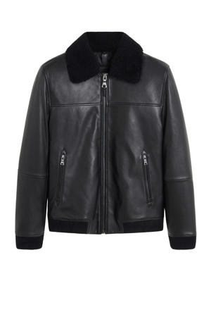 leren winterjas zwart