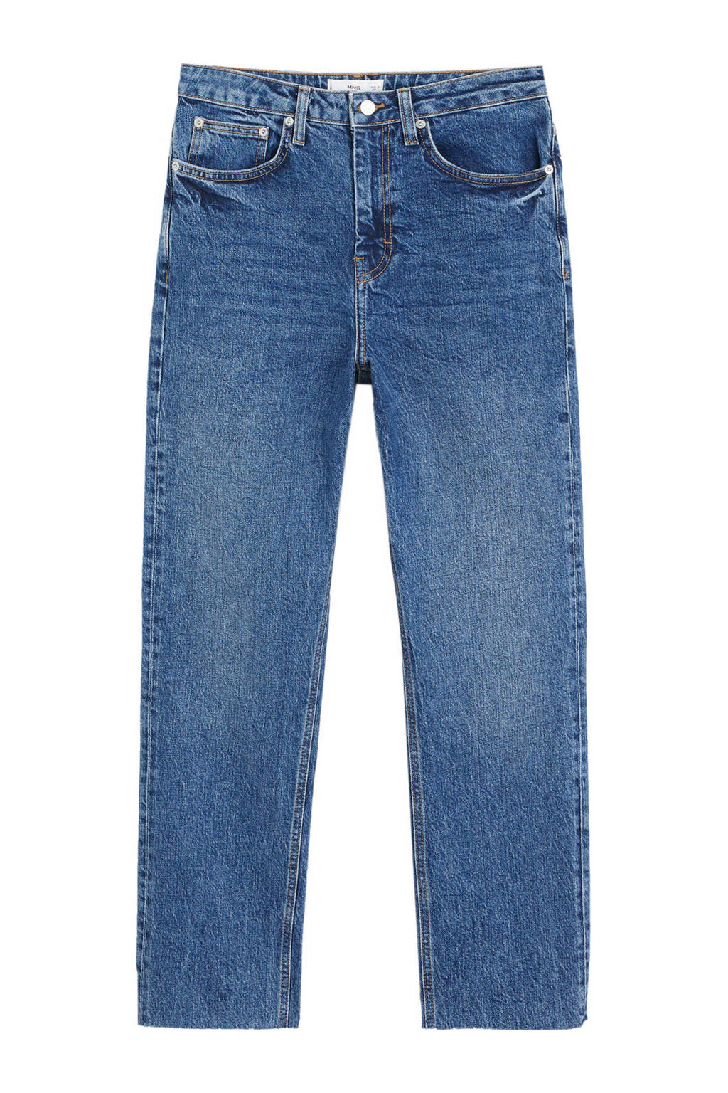 Mango high waist boyfriend broek blauw, Blauw