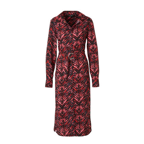 anytime blousejurk met all overprint zwart rood anytime blousejurk met all overprint zwart rood