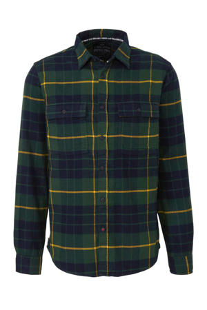geruit flanellen slim fit overhemd groen/marine