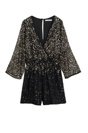 playsuit met pailletten zwart