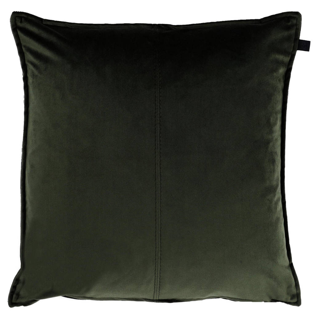 OVERSEAS sierkussenhoes Velours (45x45 cm), Olijfgroen