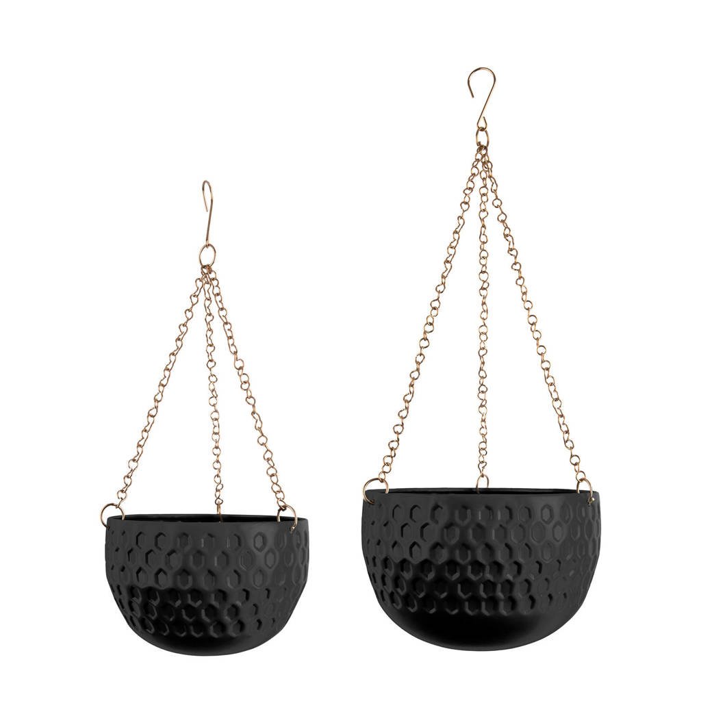 pt, bloempot Staunch (set van 2), Zwart/goud