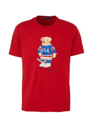 T-shirt met printopdruk rood/blauw/wit