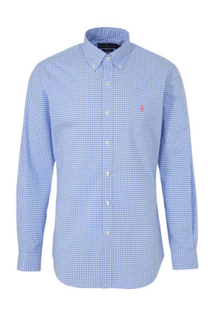 geruit slim fit overhemd blauw/wit