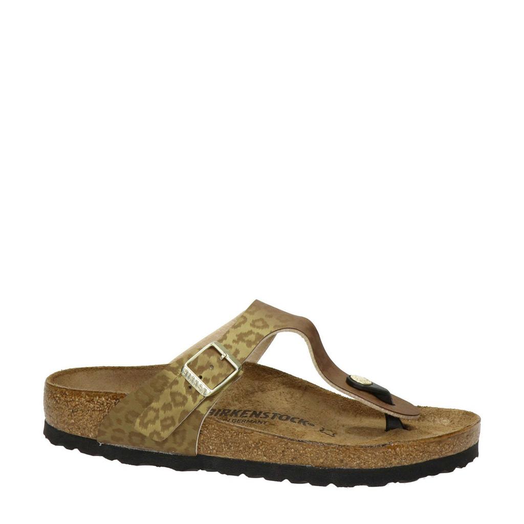 Birkenstock teenslippers panterprint goud
