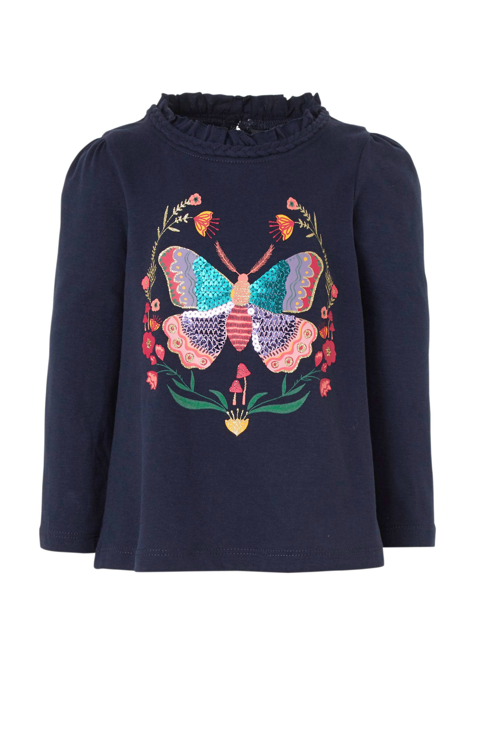 C&A Palomino longsleeve van biologisch katoen donkerblauw C&A Palomino glitter trui met pailletten ecru | wehkamp