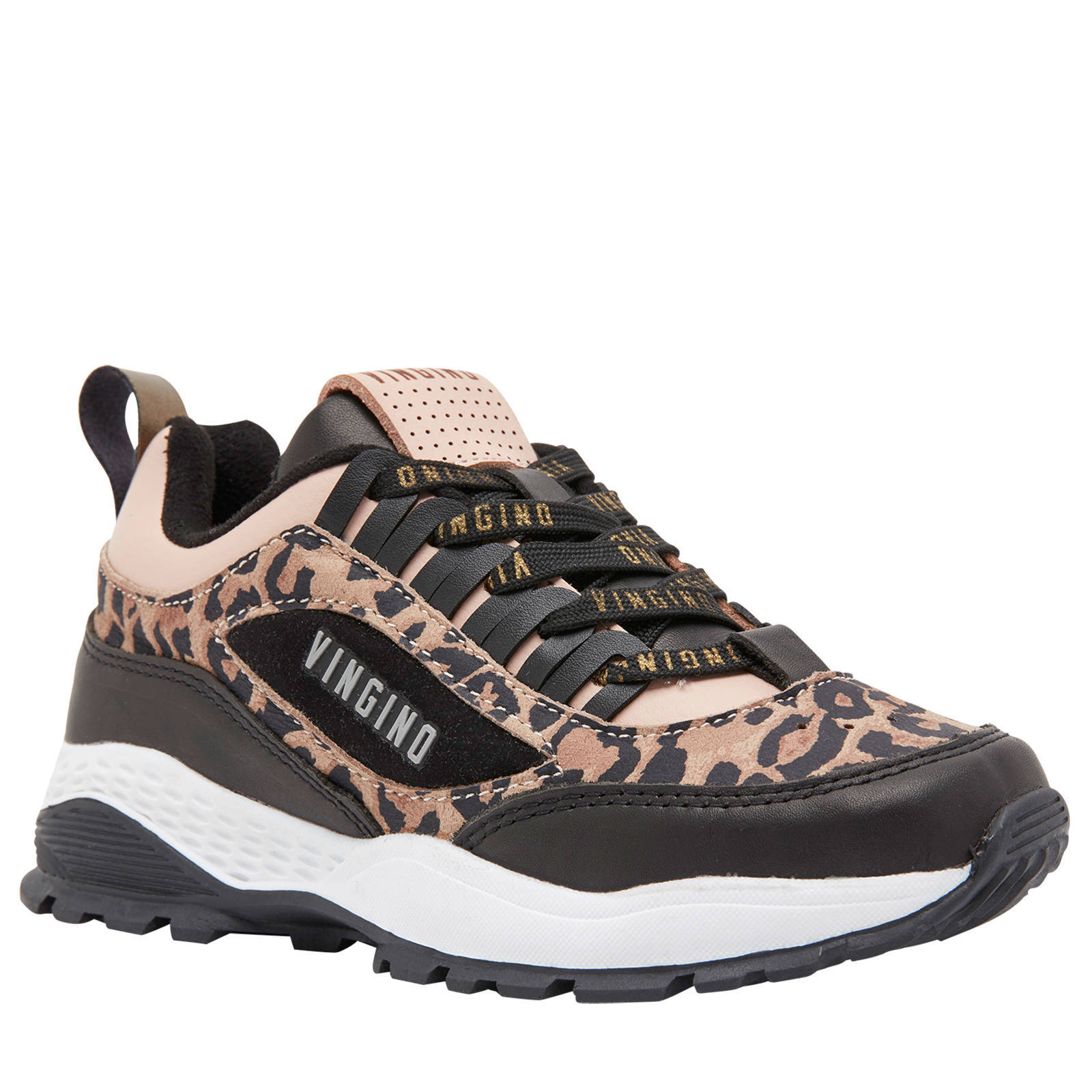 Vingino Fenna leren sneakers panterprint/beige | wehkamp