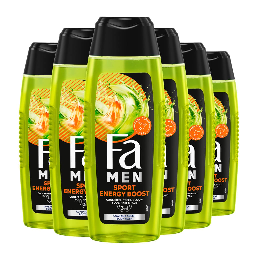 Fa Men Sport Energy Boost douchegel - 6 x 250 ml - voordeelverpakking