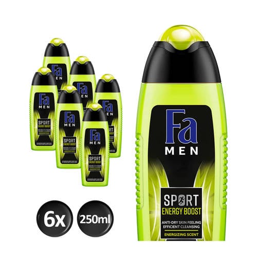 Wehkamp Fa Men Sport Energy Boost douchegel - 6 x 250 ml - voordeelverpakking aanbieding