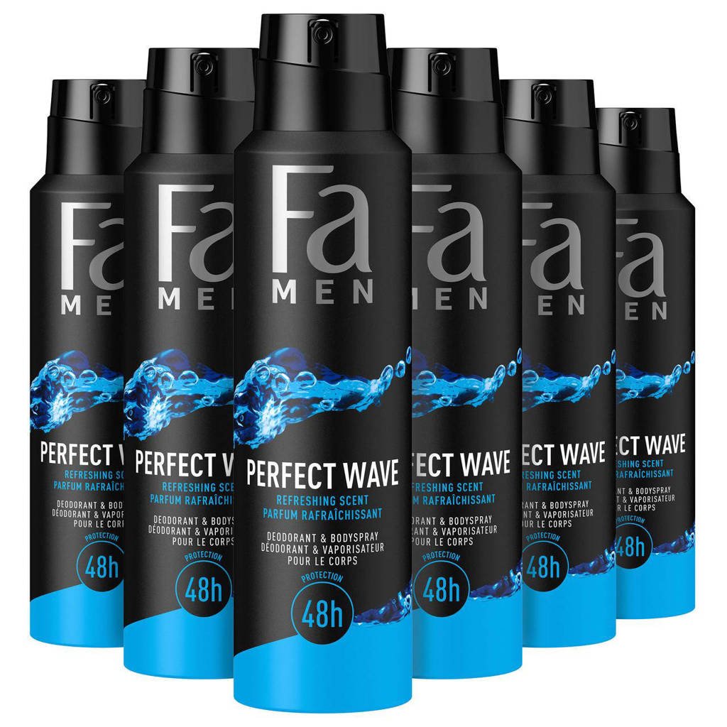 Fa Men Perfect Wave deodorant spray - 6 x 150 ml - voordeelverpakking