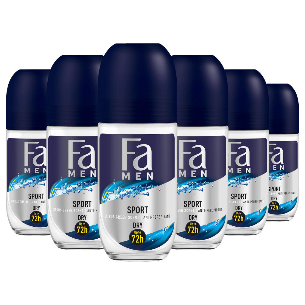 Fa Sport deodorant roller - 6 x 50 ml - voordeelverpakking