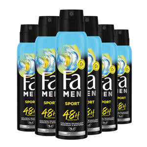 Sport deodorant spray - 6 x 150 ml - voordeelverpakking
