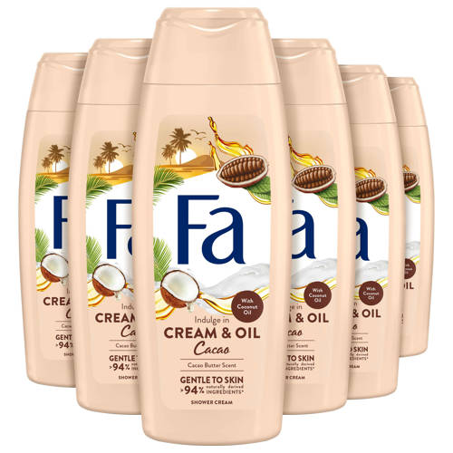 Fa Cream&Oil Cacaobutter & Coco Oil douchegel - 6 x 250 ml - voordeelverpakking