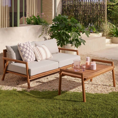 NOUS Garden loungebank Almonte - Teak/lichtgrijs