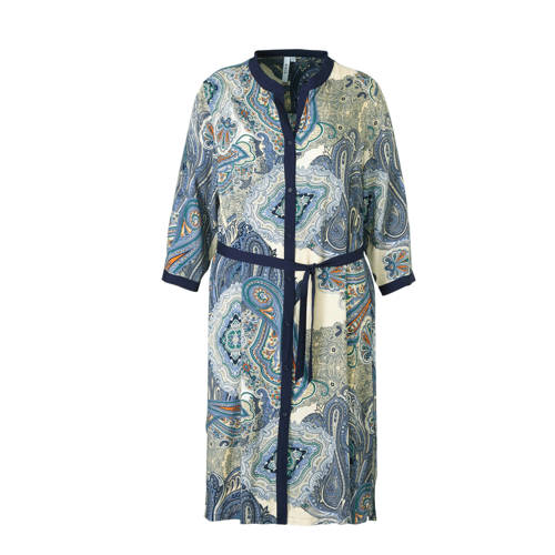 Ciso blousejurk met paisleyprint wit blauw Ciso blousejurk met paisleyprint wit blauw