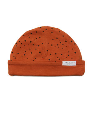 baby newborn mutsje bruinrood/zwart