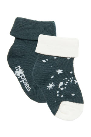 newborn baby sokken- set van 2 blauw/wit