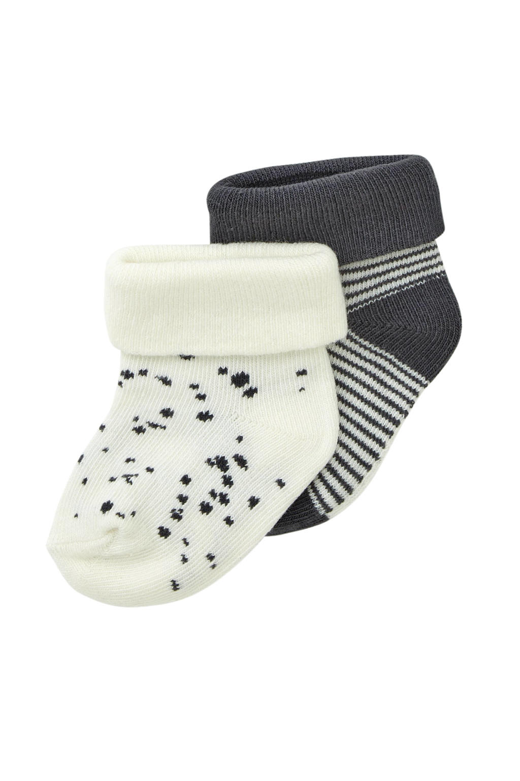 Noppies newborn baby sokken - set van 2 wit/marine