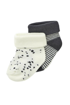 newborn baby sokken - set van 2 wit/marine