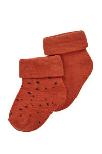 Noppies newborn baby sokken- set van 2, Donkeroranje