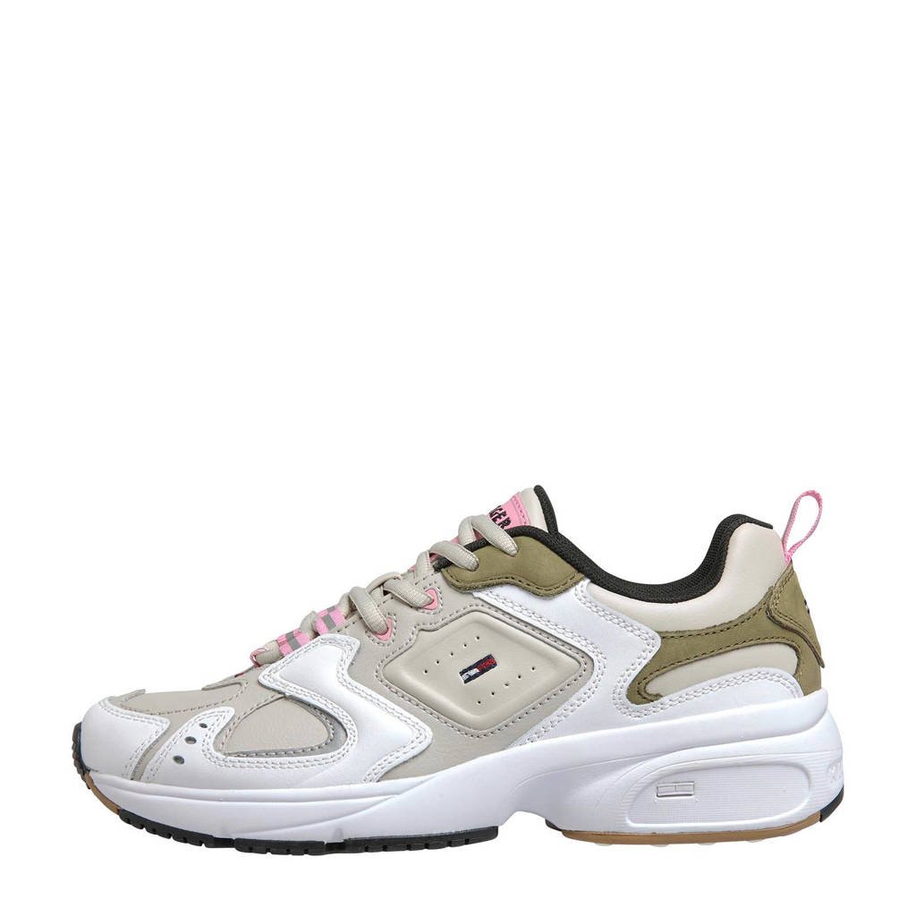 Tommy Jeans leren chunky sneakers beige/lichtroze, Beige/lichtroze