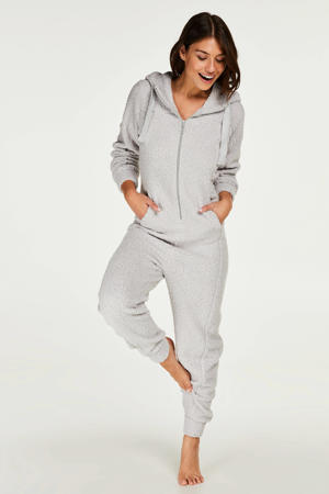 teddy onesie met capuchon grijs