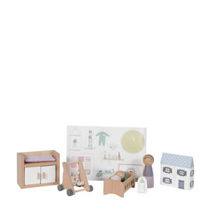 houten poppenhuis uitbreidingsset babykamer 11-delig
