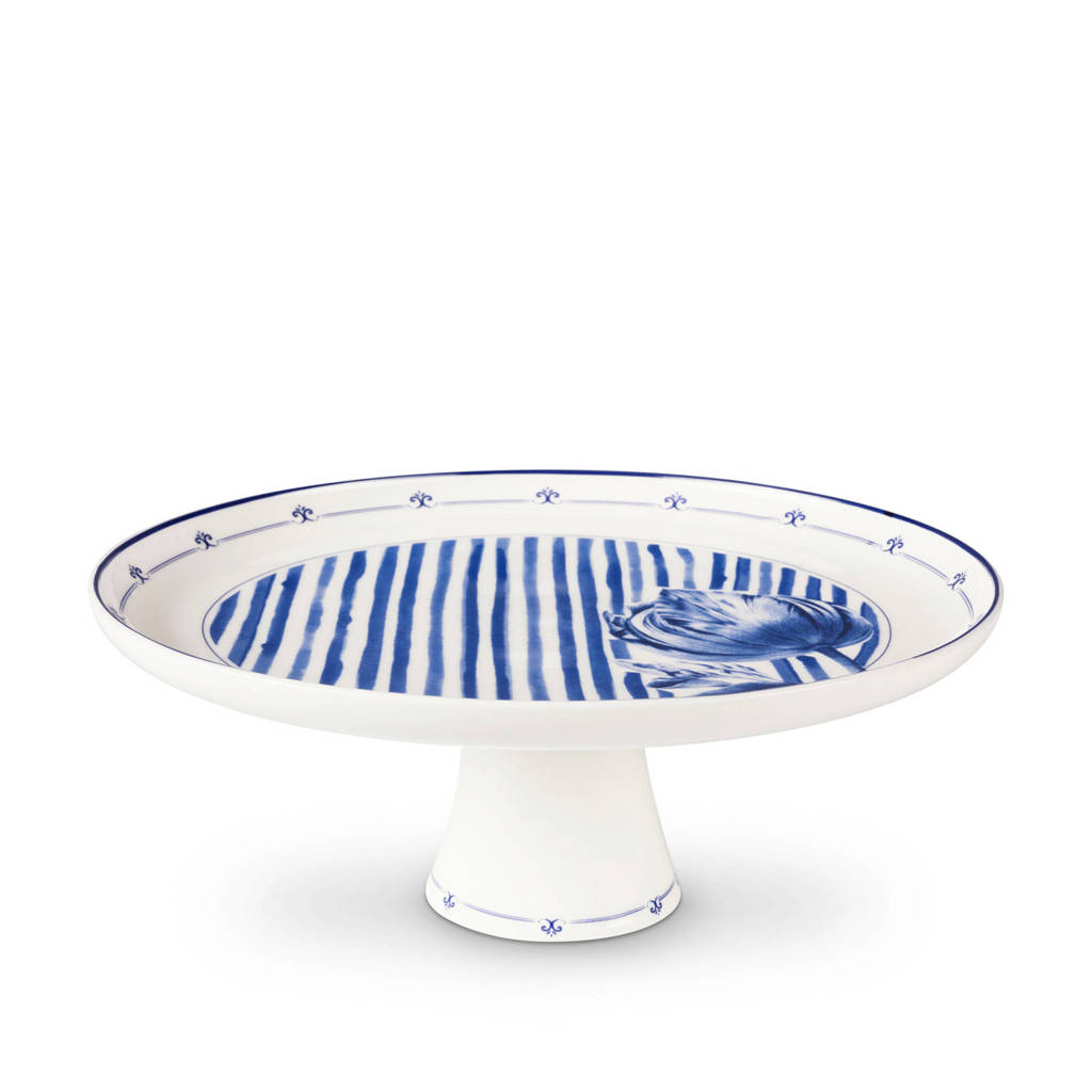 Jannie van der Heijden taartplateau (26 cm), Blauw, wit
