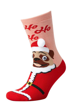 3D kerstsokken - roze/rood