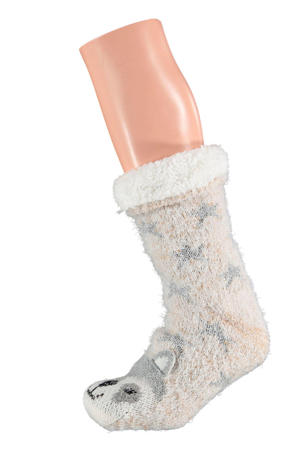3D huissokken beige