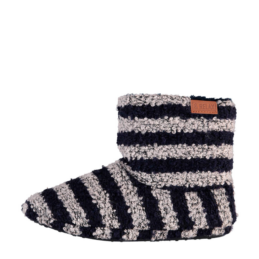 Apollo pantoffels blauw/grijs, Blauw/grijs