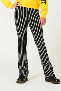 CoolCat Junior gestreepte flared broek Phileine zwart/wit 34 inch, Zwart/wit