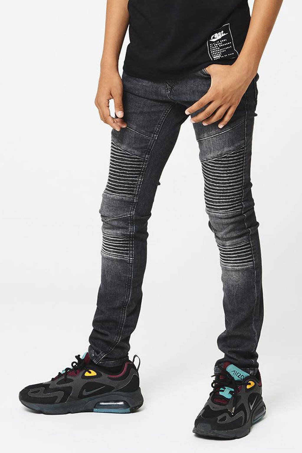 Herdenkings gekruld Storing CoolCat Junior skinny jeans Koen met textuur washed black | wehkamp