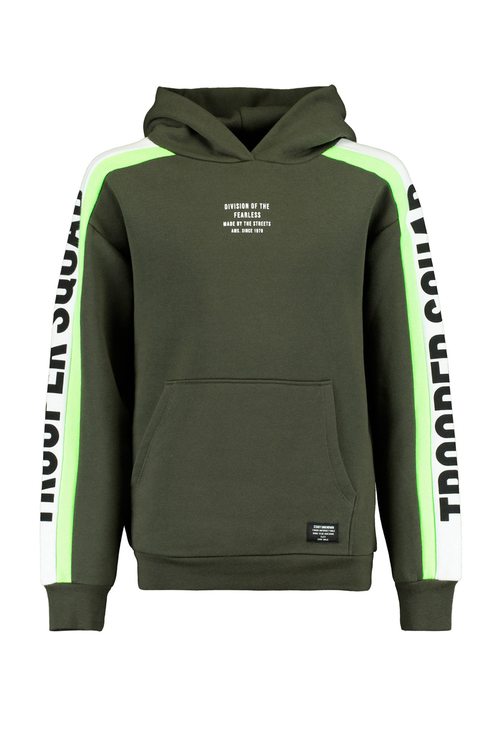 CoolCat Junior hoodie Stevie met contrastbies groen | wehkamp CoolCat sweater met contrastbies wit | wehkamp