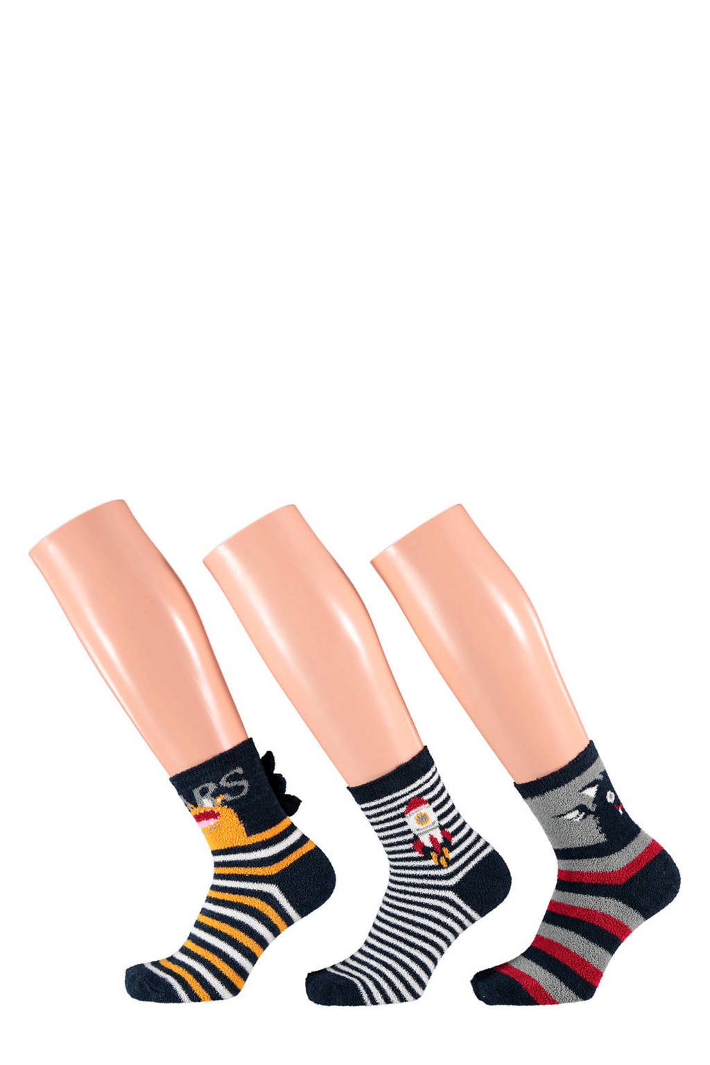 Apollo huissokken (set van 3) - donkerblauw, Donkerblauw